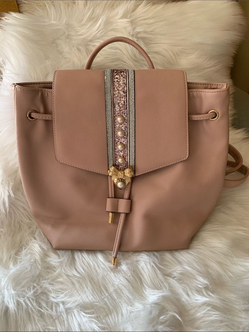 New Aldo Embellished Pink Backpack Purse